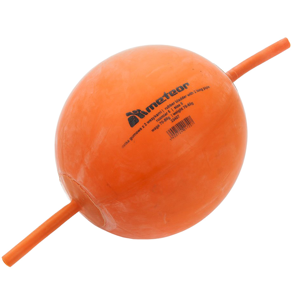 Zdjęcie Dętka do piłek z dwoma wężykami 5 70-80 gr Meteor pomarańczowa 23407